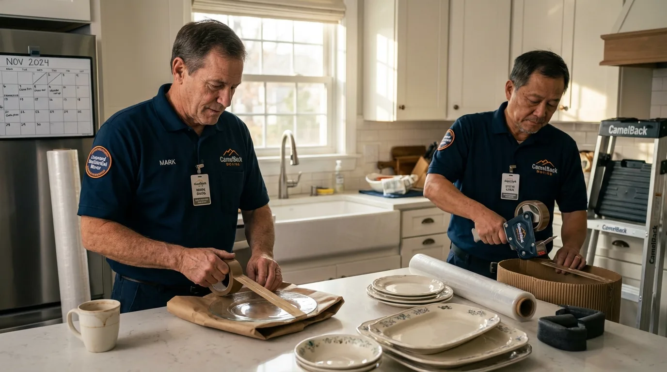 Professional crew packing kitchen dishware in Selby, SD